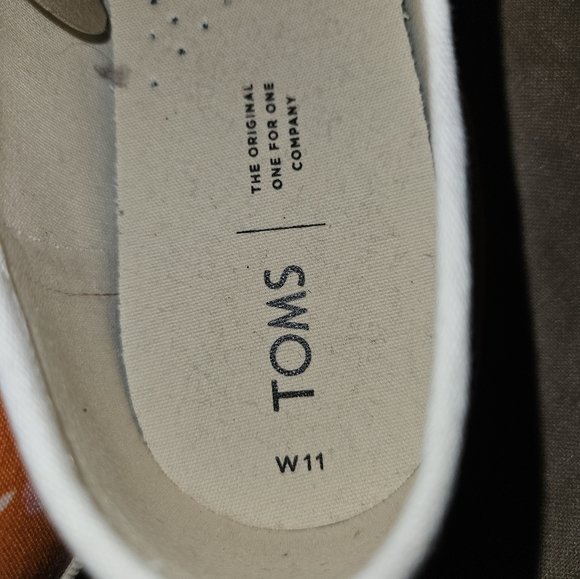 TOMS Orange Persimmon Sprint Floral Print Lace Up Sneaker Women's 11 - Picture 2 of 10